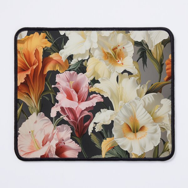 Item preview, Gladiolus Tile 01: Rainbow Trumpets Soaring on Blazing Vibrant Spears of Floral Fire designed and sold by TheBrainArt.