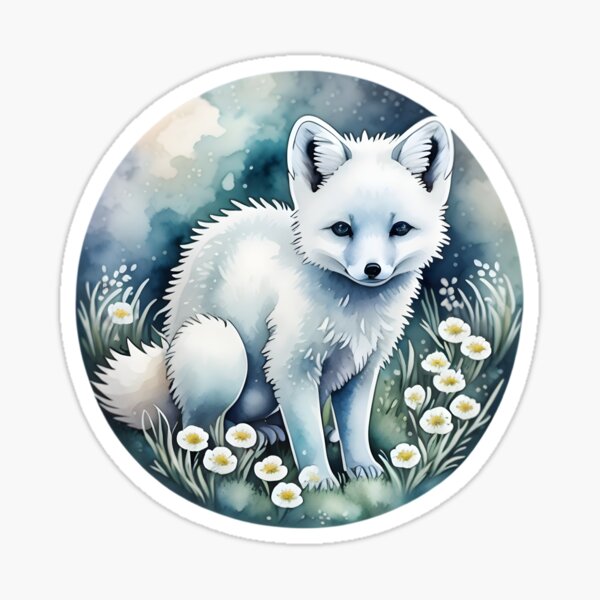 Item preview, Baby Arctic fox in daisy flower field designed and sold by Nolan6.
