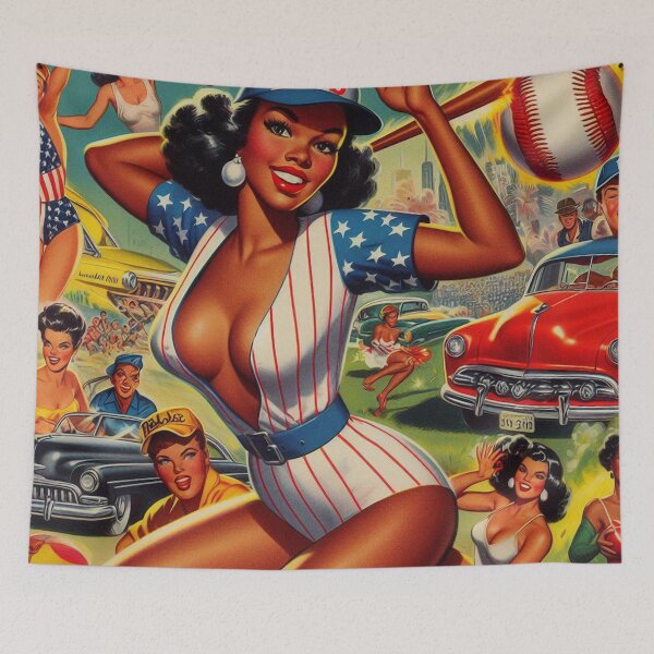 Item preview, Vintage Baseball Girl designed and sold by PulpVintage.