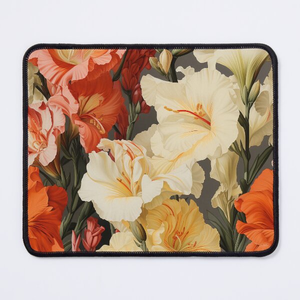Item preview, Gladiolus Tile 02: Rainbow Trumpets Soaring on Blazing Vibrant Spears of Floral Fire designed and sold by TheBrainArt.