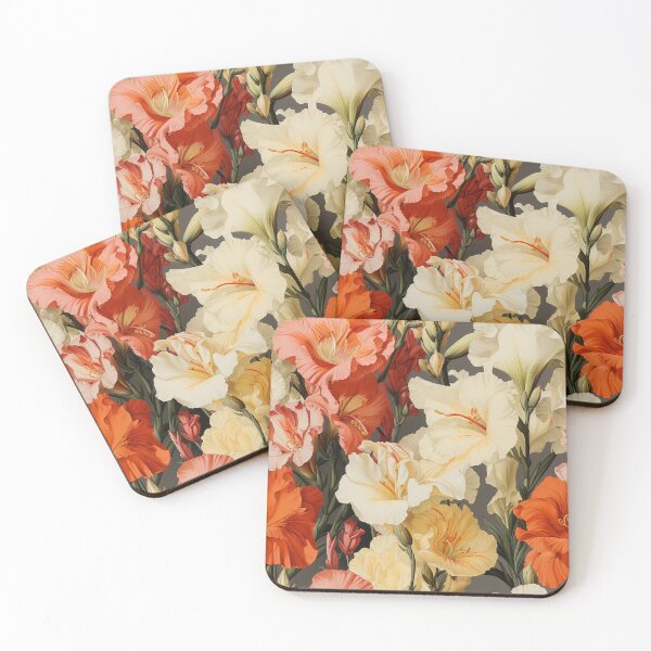 Item preview, Gladiolus Tile 02: Rainbow Trumpets Soaring on Blazing Vibrant Spears of Floral Fire designed and sold by TheBrainArt.