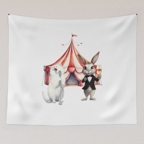 Item preview, circus tent party cat and rabbit designed and sold by GAGO5.