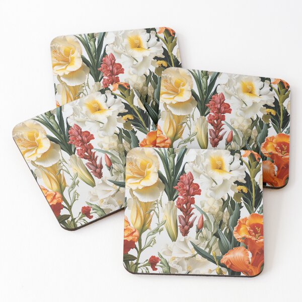 Item preview, Gladiolus Tile 03: Rainbow Trumpets Soaring on Blazing Vibrant Spears of Floral Fire designed and sold by TheBrainArt.
