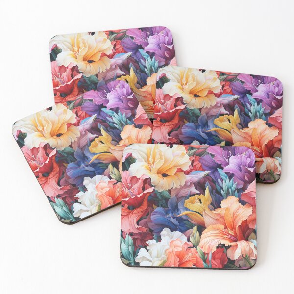 Item preview, Gladiolus Tile 04: Rainbow Trumpets Soaring on Blazing Vibrant Spears of Floral Fire designed and sold by TheBrainArt.