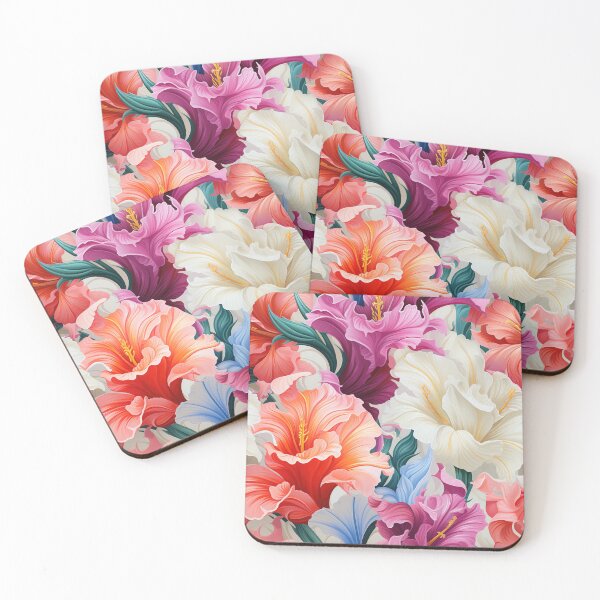 Item preview, Gladiolus Tile 05: Rainbow Trumpets Soaring on Blazing Vibrant Spears of Floral Fire designed and sold by TheBrainArt.