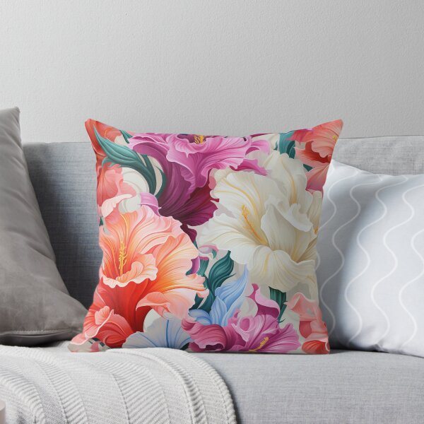 Item preview, Gladiolus Tile 05: Rainbow Trumpets Soaring on Blazing Vibrant Spears of Floral Fire designed and sold by TheBrainArt.