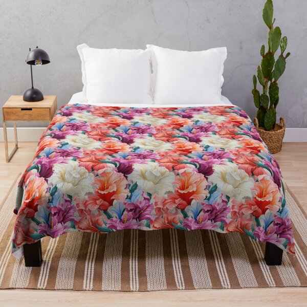 Item preview, Gladiolus Tile 05: Rainbow Trumpets Soaring on Blazing Vibrant Spears of Floral Fire designed and sold by TheBrainArt.