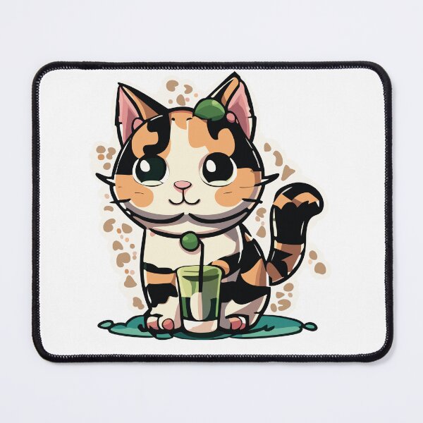 Item preview, Calico cat with drink designed and sold by smileykty.