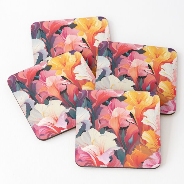 Item preview, Gladiolus Tile 06: Rainbow Trumpets Soaring on Blazing Vibrant Spears of Floral Fire designed and sold by TheBrainArt.