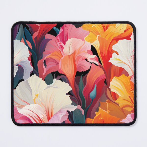 Item preview, Gladiolus Tile 06: Rainbow Trumpets Soaring on Blazing Vibrant Spears of Floral Fire designed and sold by TheBrainArt.