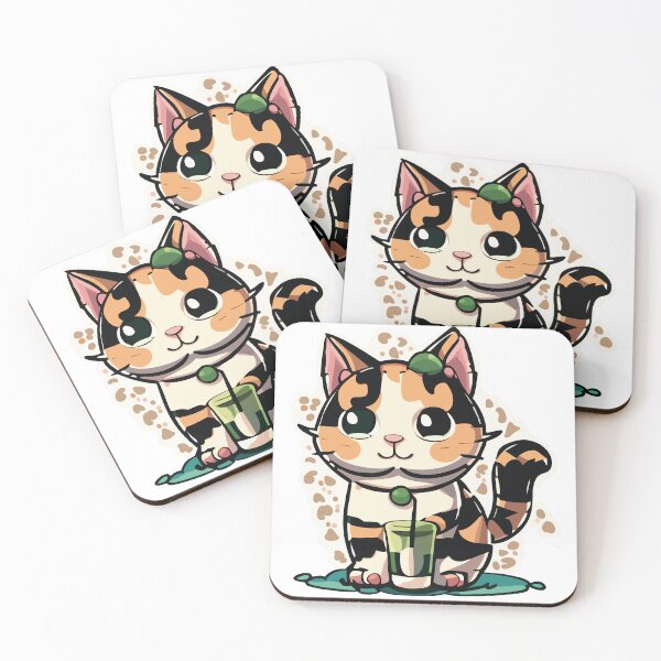 Item preview, Calico cat with drink designed and sold by smileykty.