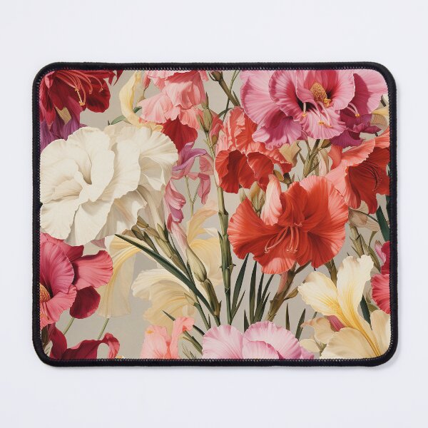 Item preview, Gladiolus Tile 08: Rainbow Trumpets Soaring on Blazing Vibrant Spears of Floral Fire designed and sold by TheBrainArt.