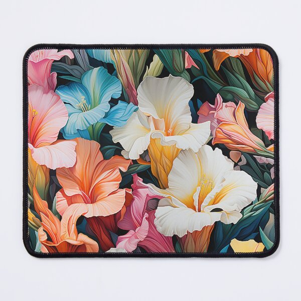 Item preview, Gladiolus Tile 09: Rainbow Trumpets Soaring on Blazing Vibrant Spears of Floral Fire designed and sold by TheBrainArt.