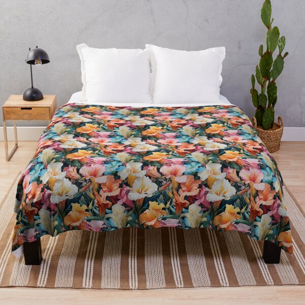 Item preview, Gladiolus Tile 09: Rainbow Trumpets Soaring on Blazing Vibrant Spears of Floral Fire designed and sold by TheBrainArt.