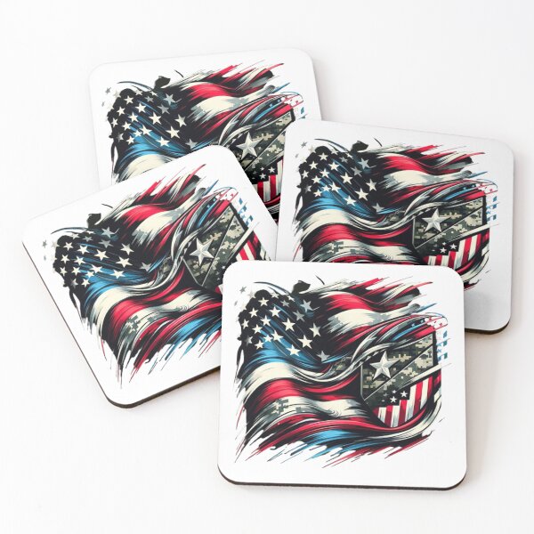 Item preview, US military anstract art with US flag blend designed and sold by Red, White & Blue Glory.
