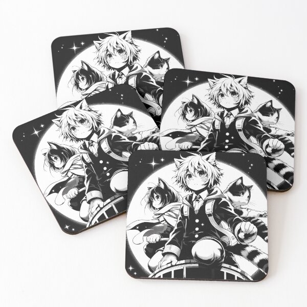 Item preview, anime manga black and white with cat and people  designed and sold by IsaMarina.