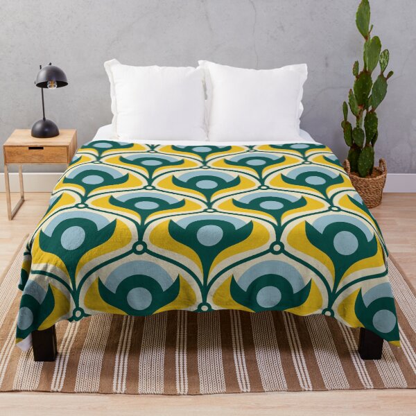 Item preview, KF 0192 F - Vintage Retro 70s Pattern in Green Yellow Blue designed and sold by KhakiFinch.
