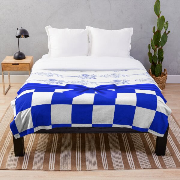 Item preview, Royal Blue Floral and Checkerboard  designed and sold by L-I-E-Store.