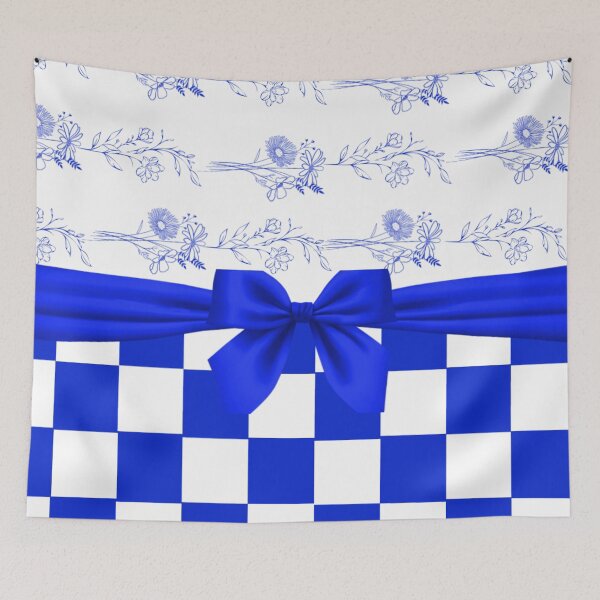 Item preview, Royal Blue Floral and Checkerboard  designed and sold by L-I-E-Store.