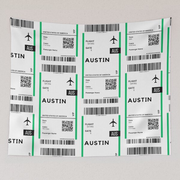 Item preview, Austin, USA Airplane Boarding Pass designed and sold by RoamInk.