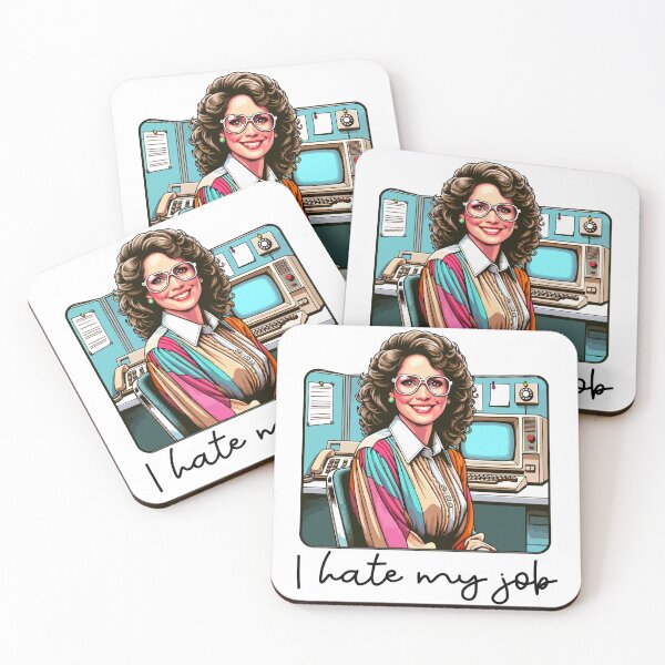 Item preview, 80s Office Worker Smiling in Cubicle | 'I Hate My Job' designed and sold by LexicalLegend.