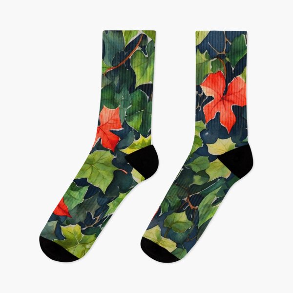 Item preview, Red Petal Leaves Poison Ivy - Autumn Floral Pattern Décor designed and sold by SassyArtistry.