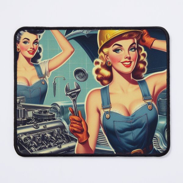 Item preview, Retro Mechanic Girls designed and sold by PulpVintage.