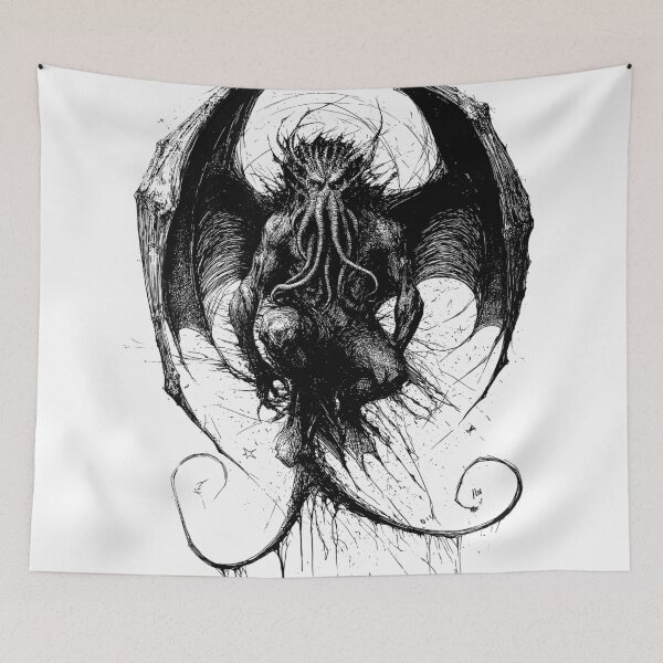 Item preview, Lovecraft Demon Sketch in black ink designed and sold by LastHighwayTees.