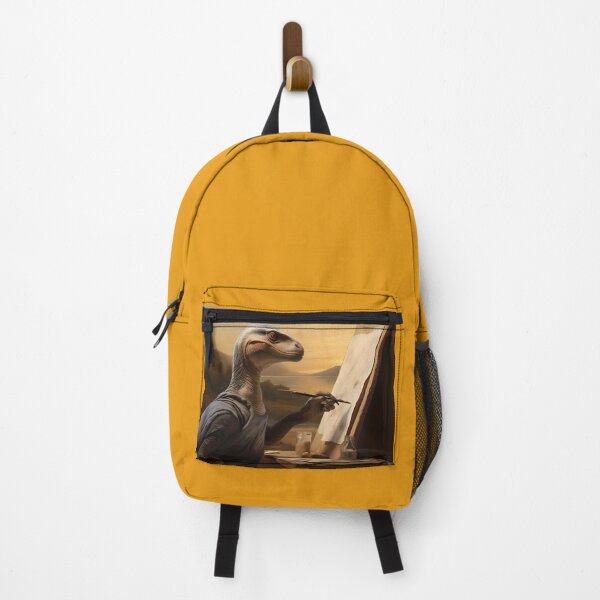 Item preview, Velociraptor painter artist drawing a picture of Mona Lisa designed and sold by reMarkable888.