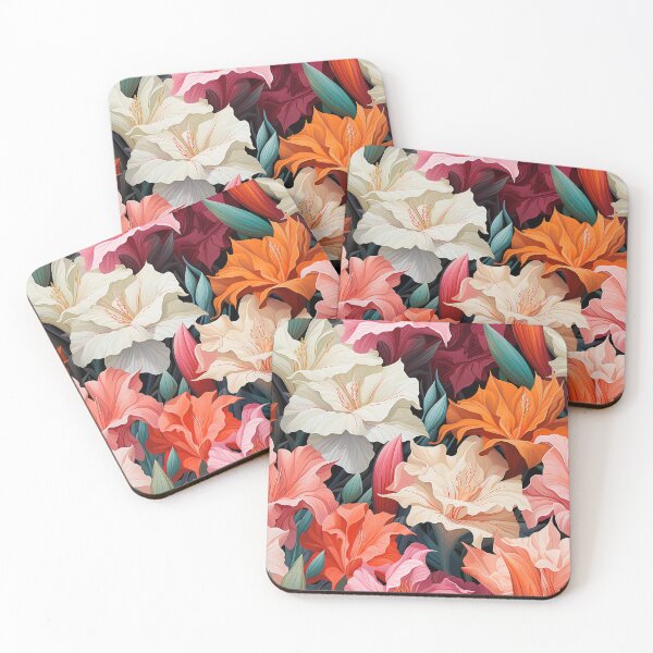 Item preview, Gladiolus Tile 10: Rainbow Trumpets Soaring on Blazing Vibrant Spears of Floral Fire designed and sold by TheBrainArt.