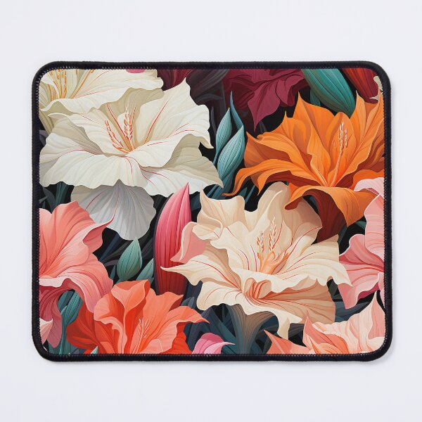 Item preview, Gladiolus Tile 10: Rainbow Trumpets Soaring on Blazing Vibrant Spears of Floral Fire designed and sold by TheBrainArt.