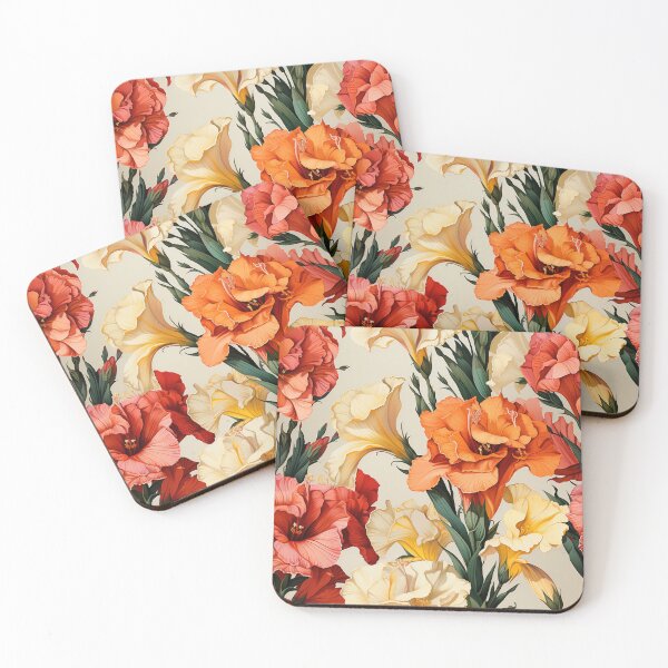 Item preview, Gladiolus Tile 12: Rainbow Trumpets Soaring on Blazing Vibrant Spears of Floral Fire designed and sold by TheBrainArt.