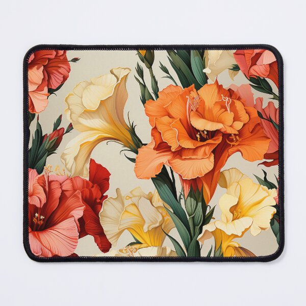 Item preview, Gladiolus Tile 12: Rainbow Trumpets Soaring on Blazing Vibrant Spears of Floral Fire designed and sold by TheBrainArt.