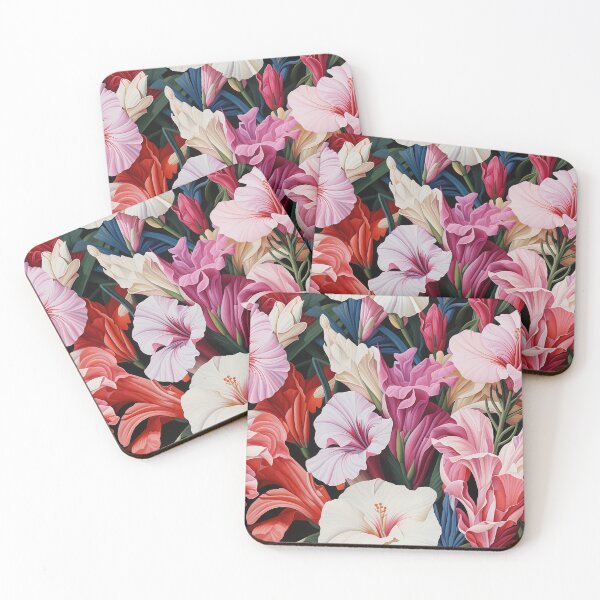 Item preview, Gladiolus Tile 13: Rainbow Trumpets Soaring on Blazing Vibrant Spears of Floral Fire designed and sold by TheBrainArt.