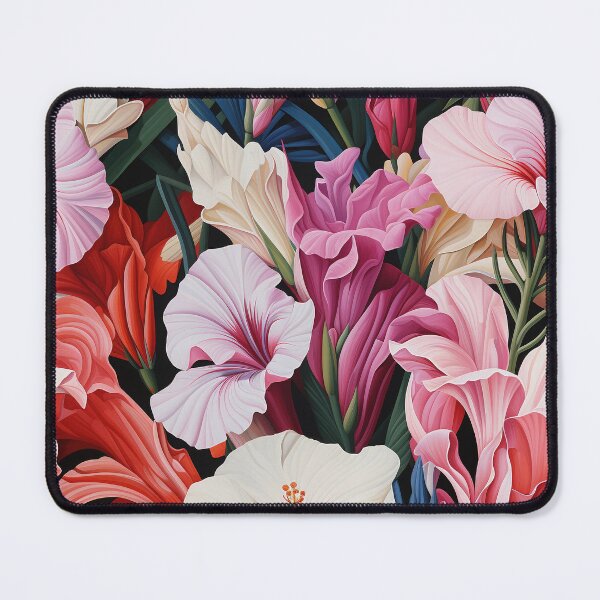 Item preview, Gladiolus Tile 13: Rainbow Trumpets Soaring on Blazing Vibrant Spears of Floral Fire designed and sold by TheBrainArt.