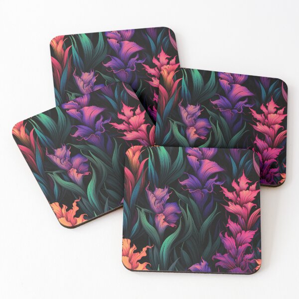 Item preview, Gladiolus Tile 16: Rainbow Trumpets Soaring on Blazing Vibrant Spears of Floral Fire designed and sold by TheBrainArt.