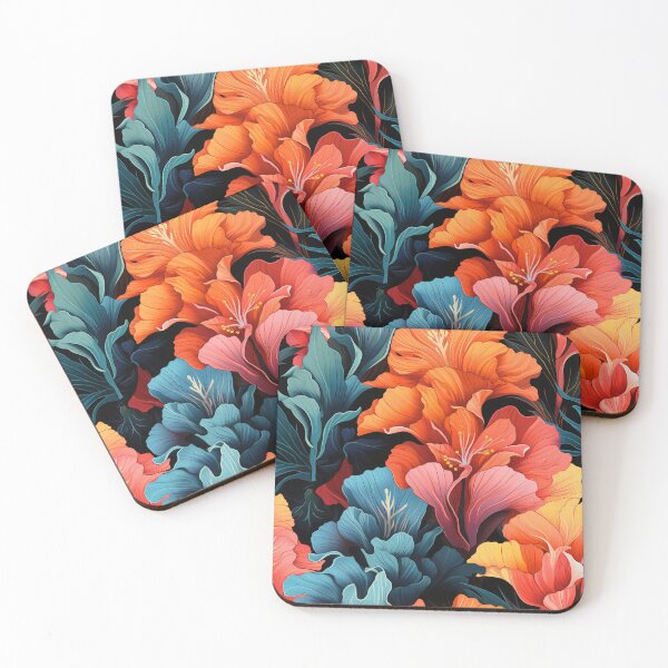 Item preview, Gladiolus Tile 17: Rainbow Trumpets Soaring on Blazing Vibrant Spears of Floral Fire designed and sold by TheBrainArt.