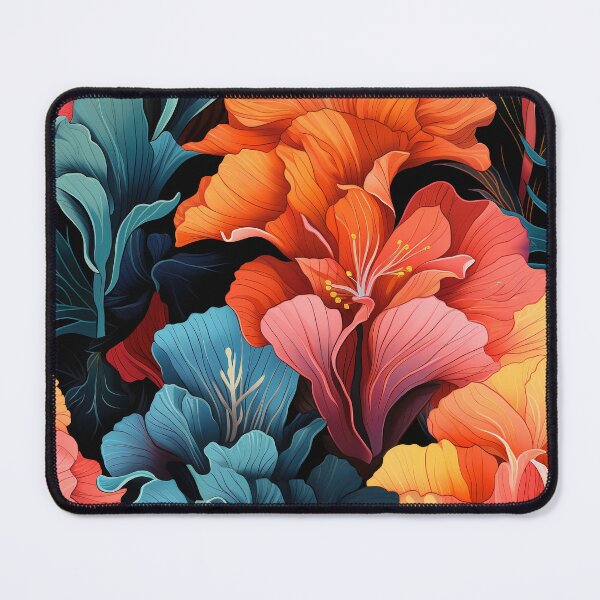 Item preview, Gladiolus Tile 17: Rainbow Trumpets Soaring on Blazing Vibrant Spears of Floral Fire designed and sold by TheBrainArt.