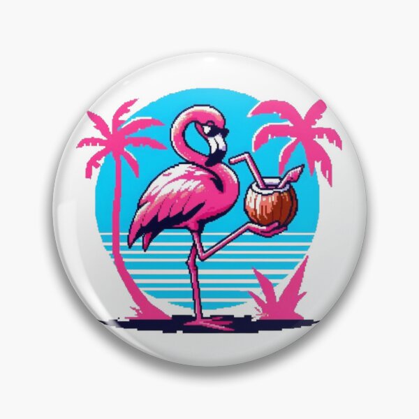 Item preview, Pink Flamingo Vaporwave Coconut Cocktail designed and sold by DakaPixelArt.