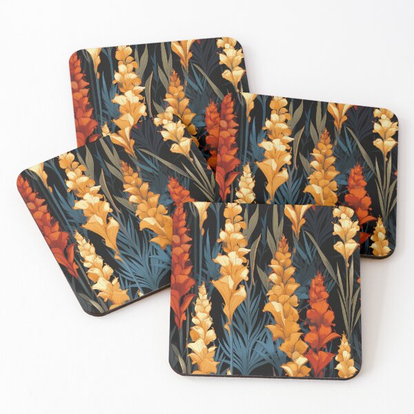 Item preview, Gladiolus Tile 21: Rainbow Trumpets Soaring on Blazing Vibrant Spears of Floral Fire designed and sold by TheBrainArt.