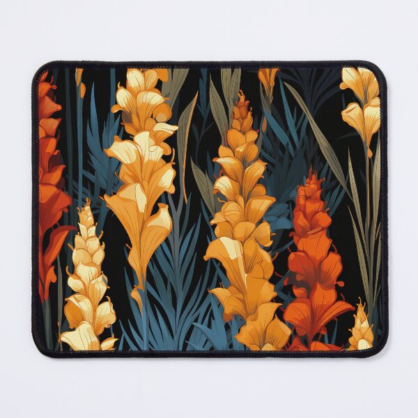 Item preview, Gladiolus Tile 21: Rainbow Trumpets Soaring on Blazing Vibrant Spears of Floral Fire designed and sold by TheBrainArt.