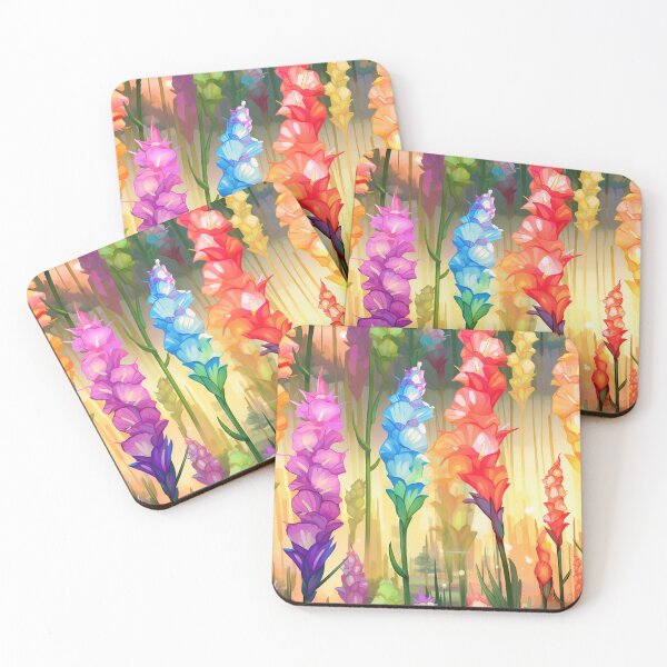 Item preview, Gladiolus Tile 23: Rainbow Trumpets Soaring on Blazing Vibrant Spears of Floral Fire designed and sold by TheBrainArt.
