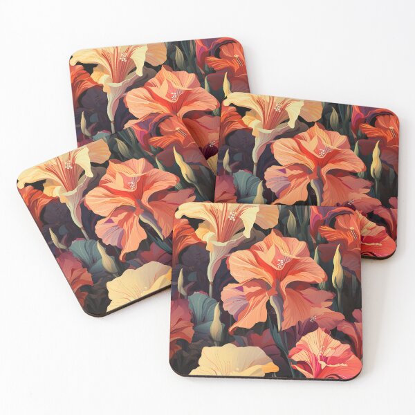 Item preview, Gladiolus Tile 24: Rainbow Trumpets Soaring on Blazing Vibrant Spears of Floral Fire designed and sold by TheBrainArt.