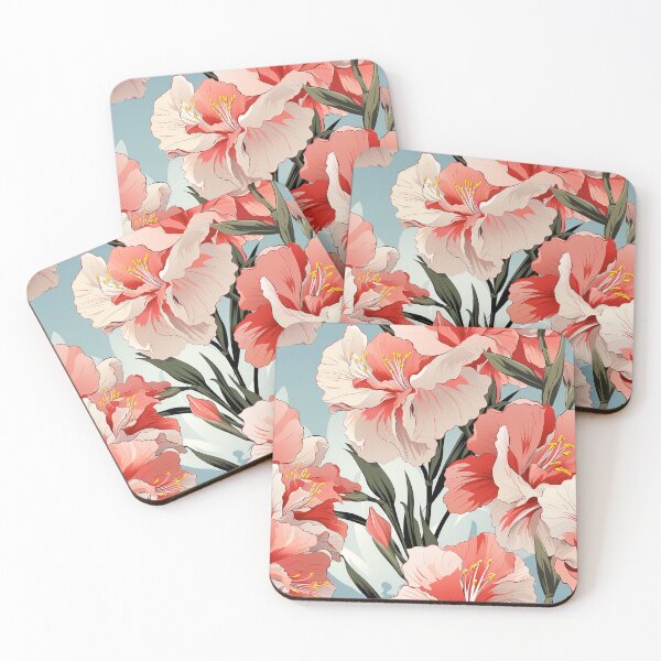 Item preview, Gladiolus Tile 28: Rainbow Trumpets Soaring on Blazing Vibrant Spears of Floral Fire designed and sold by TheBrainArt.