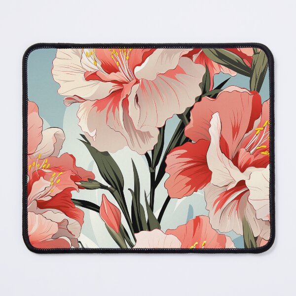 Item preview, Gladiolus Tile 28: Rainbow Trumpets Soaring on Blazing Vibrant Spears of Floral Fire designed and sold by TheBrainArt.