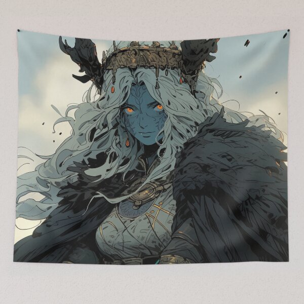 Item preview, Fantasy Warrior Blue Skin Anime Girl designed and sold by bubblegoth.