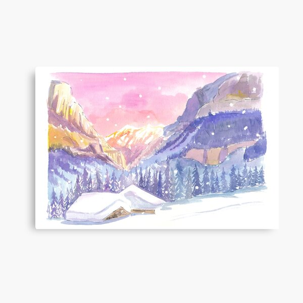 Item preview, Grindelwald Switzerland Romantic Mountain Hut in Winter Snow designed and sold by artshop77.