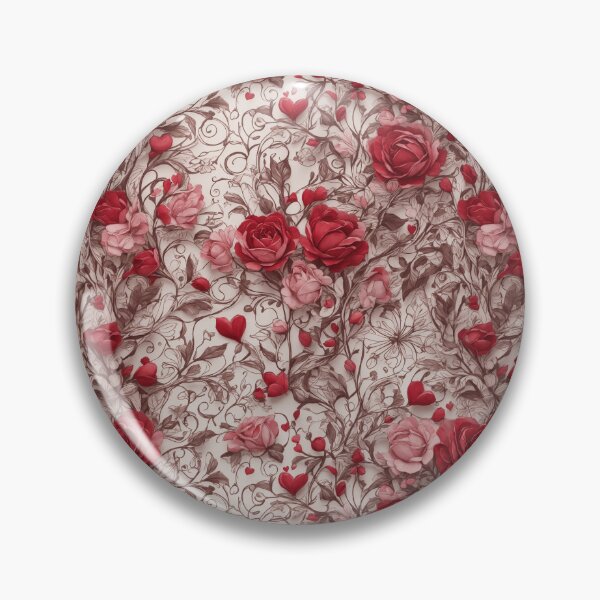 Item preview, 3D Roses with Hearts Floral Seamless Pattern designed and sold by PaxtonProjects.
