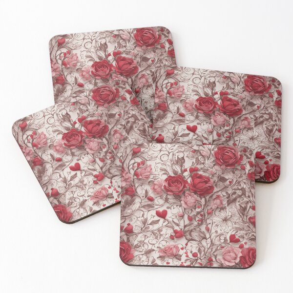 Item preview, 3D Roses with Hearts Floral Seamless Pattern designed and sold by PaxtonProjects.