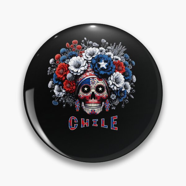 Item preview, Santiago Chile Neon Sugar Skull Chilean Flag Style Graphic designed and sold by SambaStyles.
